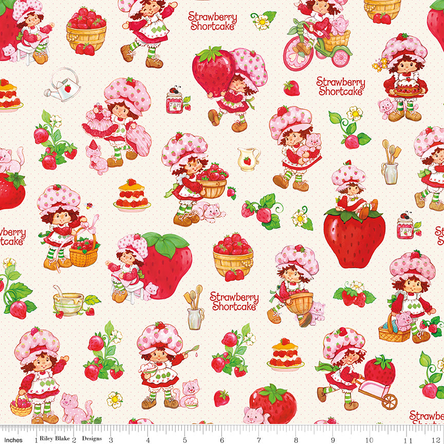 The World of Strawberry Shortcake Main Cream Quilt Fabric by The World of Strawberry Shortcake™ collection 
