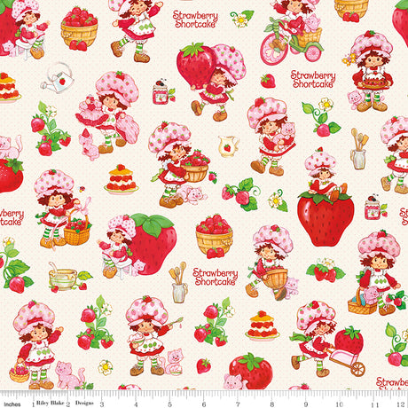 The World of Strawberry Shortcake Main Cream Quilt Fabric by The World of Strawberry Shortcake™ collection 