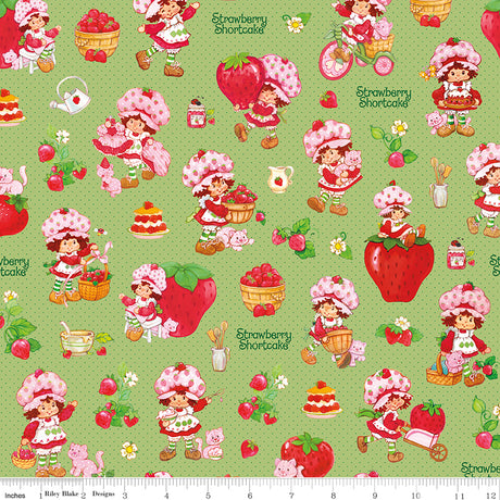 The World of Strawberry Shortcake Main Green Quilt Fabric by The World of Strawberry Shortcake™ collection 