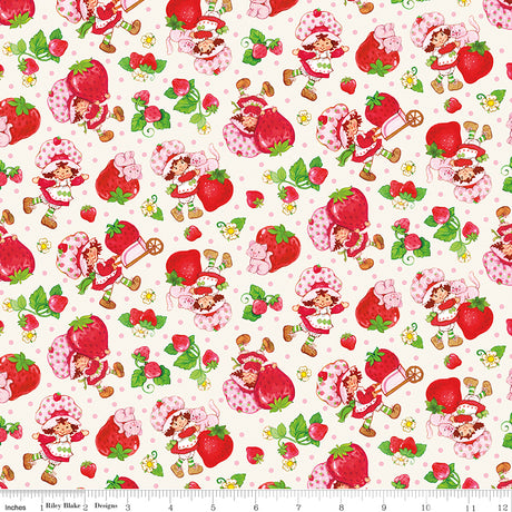 The World of Strawberry Shortcake Toss Cream Quilt Fabric by The World of Strawberry Shortcake™ collection 