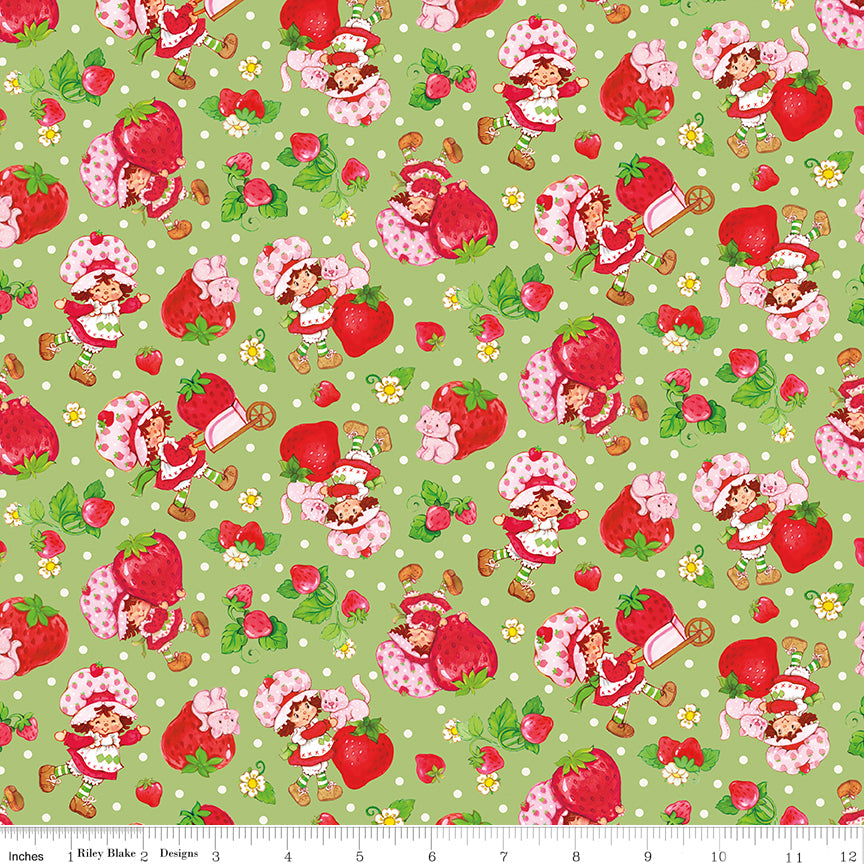 The World of Strawberry Shortcake Toss Green Quilt Fabric by The World of Strawberry Shortcake™ collection 