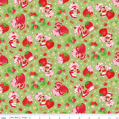 The World of Strawberry Shortcake Toss Green Quilt Fabric by The World of Strawberry Shortcake™ collection 