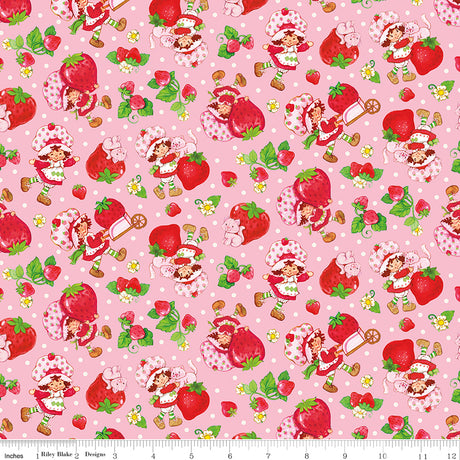 The World of Strawberry Shortcake Toss Pink Quilt Fabric by The World of Strawberry Shortcake™ collection 