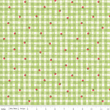 The World of Strawberry Shortcake Gingham Green Quilt Fabric by The World of Strawberry Shortcake™ collection 
