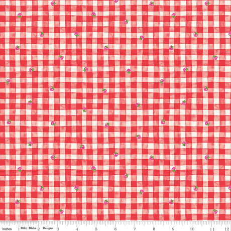 The World of Strawberry Shortcake Gingham Red Quilt Fabric by The World of Strawberry Shortcake™ collection 