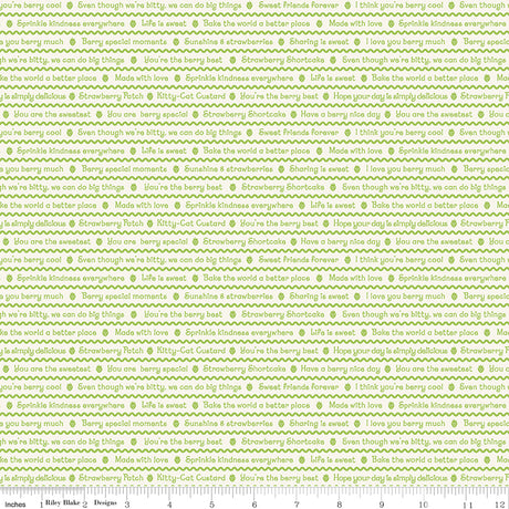 The World of Strawberry Shortcake Text Green Quilt Fabric by The World of Strawberry Shortcake™ collection 