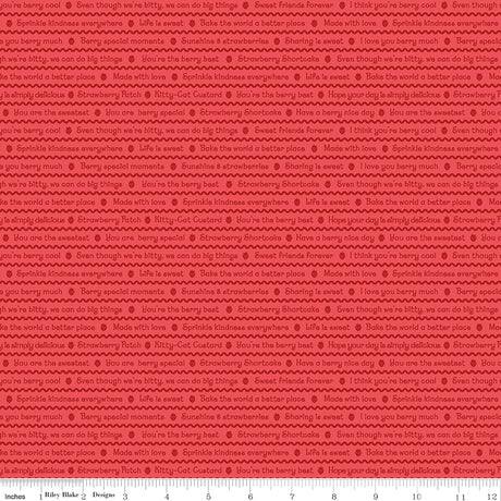 The World of Strawberry Shortcake Text Red Quilt Fabric by The World of Strawberry Shortcake™ collection 