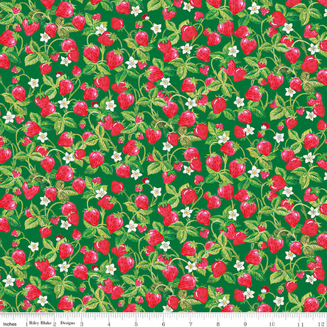 The World of Strawberry Shortcake Strawberries Green Quilt Fabric by The World of Strawberry Shortcake™ collection 