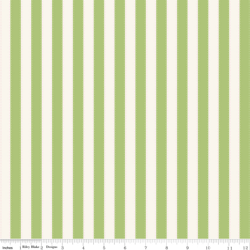 The World of Strawberry Shortcake Stripes Green Quilt Fabric by The World of Strawberry Shortcake™ collection 