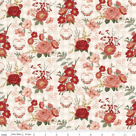 To My Love Main Cream Quilt Fabric by Sandy Gervais 