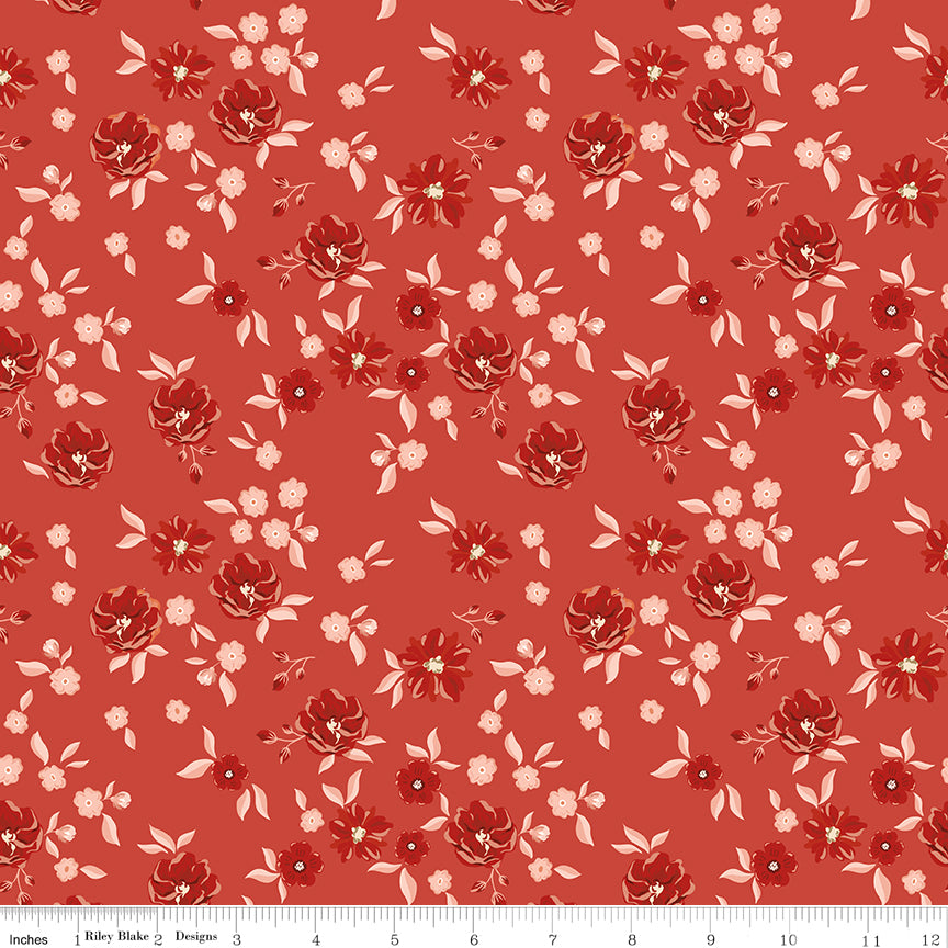 To My Love Floral Coral Quilt Fabric by Sandy Gervais 