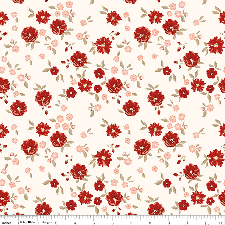 To My Love Floral Cream Quilt Fabric by Sandy Gervais 