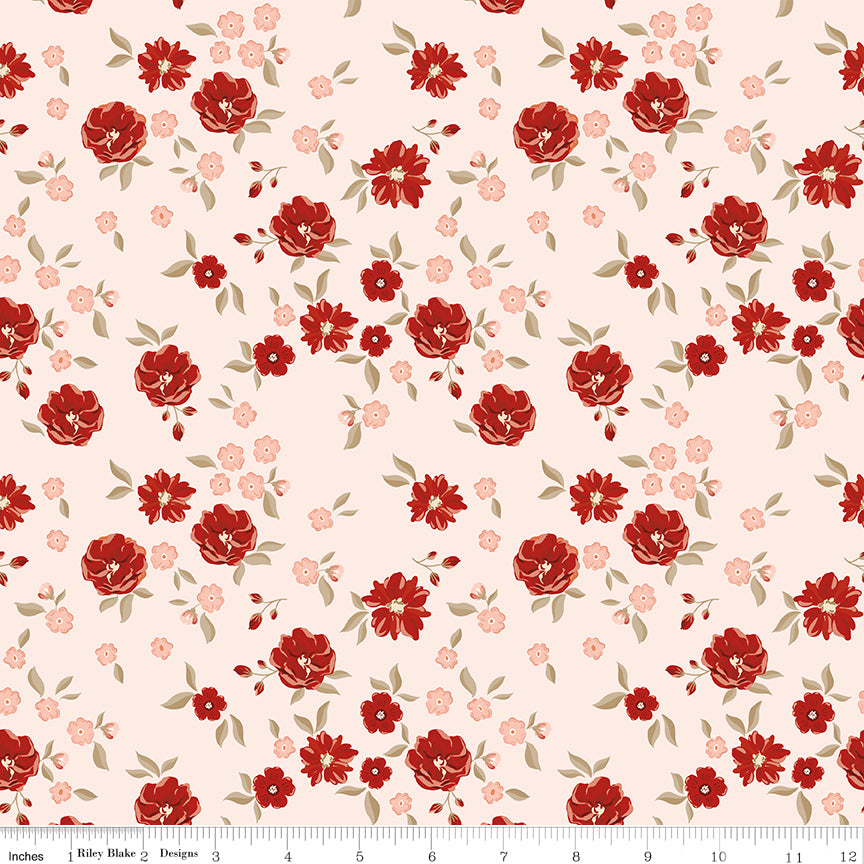To My Love Floral Pink Quilt Fabric by Sandy Gervais 