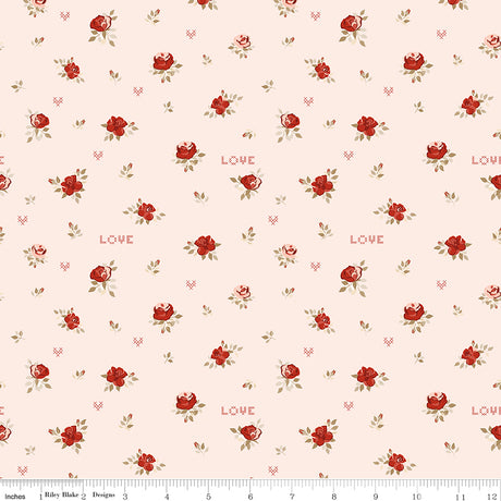 To My Love Roses Pink Quilt Fabric by Sandy Gervais 