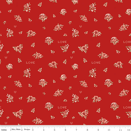 To My Love Roses Red Quilt Fabric by Sandy Gervais 
