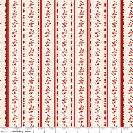 To My Love Stripes Red Quilt Fabric by Sandy Gervais 