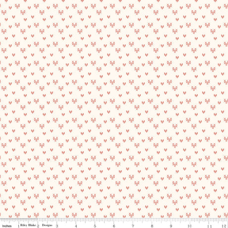 To My Love Cross Stitch Hearts Cream Quilt Fabric by Sandy Gervais 