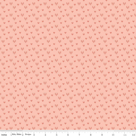 To My Love Cross Stitch Hearts Pink Quilt Fabric by Sandy Gervais 