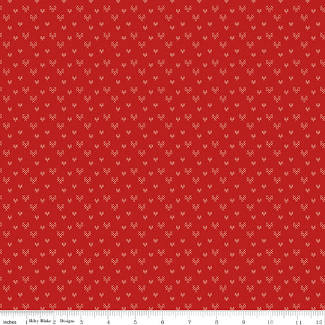To My Love Cross Stitch Hearts Red Quilt Fabric by Sandy Gervais 