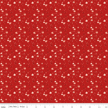 To My Love Delicate Floral Red Quilt Fabric by Sandy Gervais 