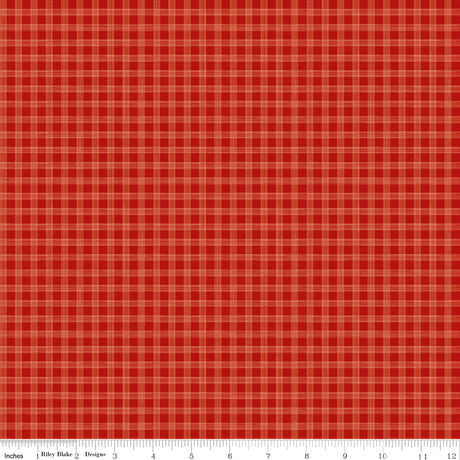 To My Love Plaid Red Quilt Fabric by Sandy Gervais 