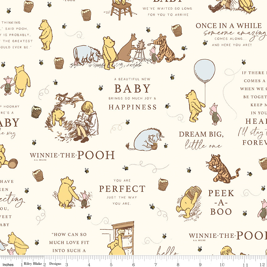 Winnie-the-Pooh Baby Main Cream Quilt Fabric by Echo Park Paper Co. 
