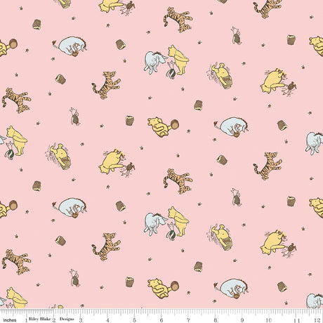 Winnie-the-Pooh Baby Character Toss Pink Quilt Fabric by Echo Park Paper Co. 