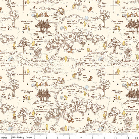 Winnie-the-Pooh Baby 100 Aker Map Cream Quilt Fabric by Echo Park Paper Co. 