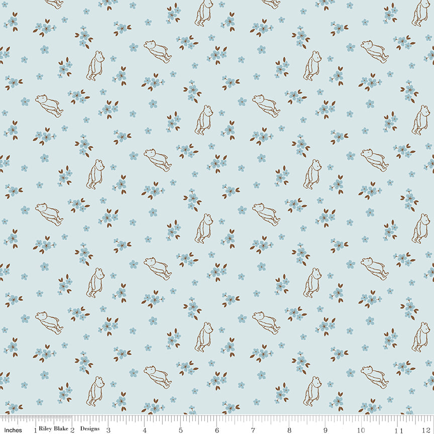 Winnie-the-Pooh Baby Ditsy Blue Quilt Fabric by Echo Park Paper Co. 
