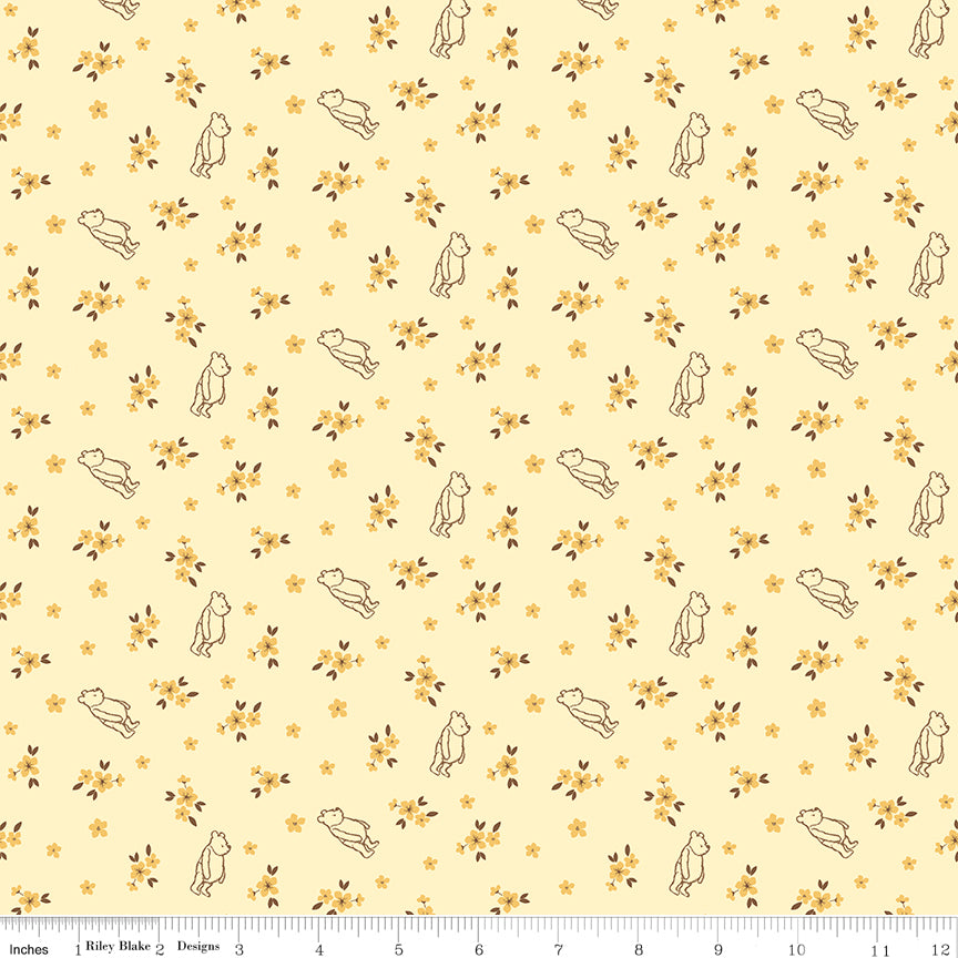 Winnie-the-Pooh Baby Ditsy Yellow Quilt Fabric by Echo Park Paper Co. 