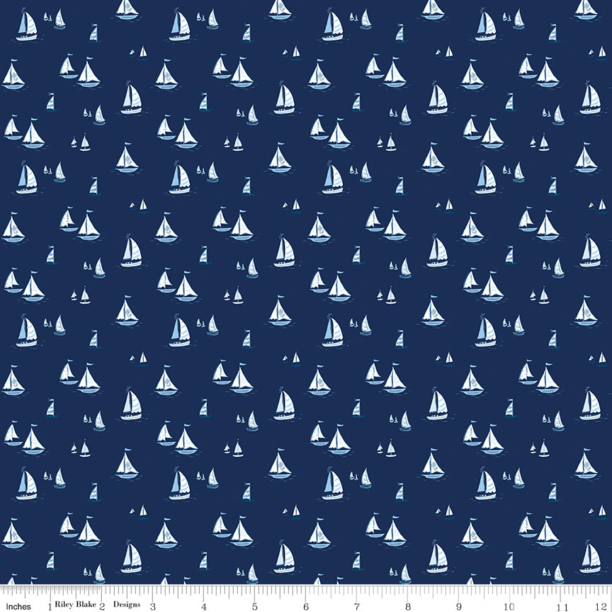 Coastal Dreams Sailboats Navy by Coastal Dreams — Tasha Noel