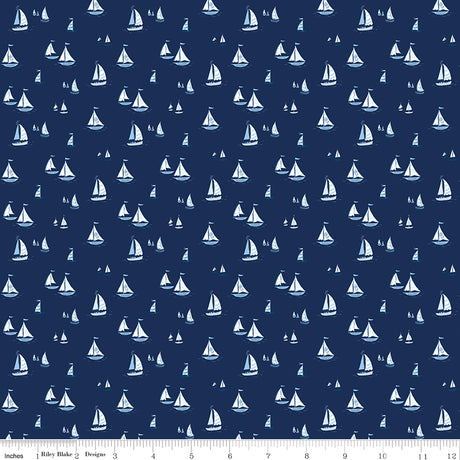 Coastal Dreams Sailboats Navy by Coastal Dreams — Tasha Noel
