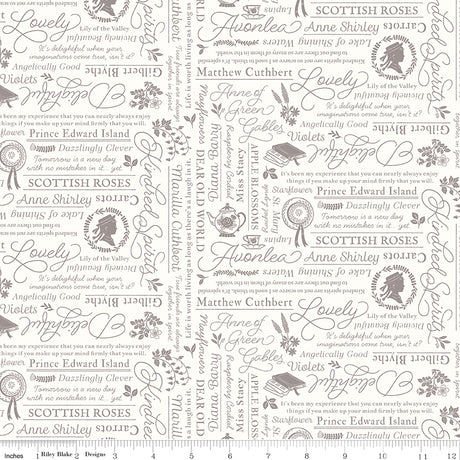 Anne with an E Text Cream Quilt Fabric