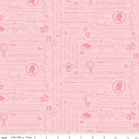Anne with an E Text Pink Quilt Fabric