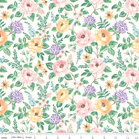Anne with an E Floral Cream Quilt Fabric