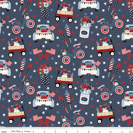 Hooray for the USA Main Denim Quilt Fabric