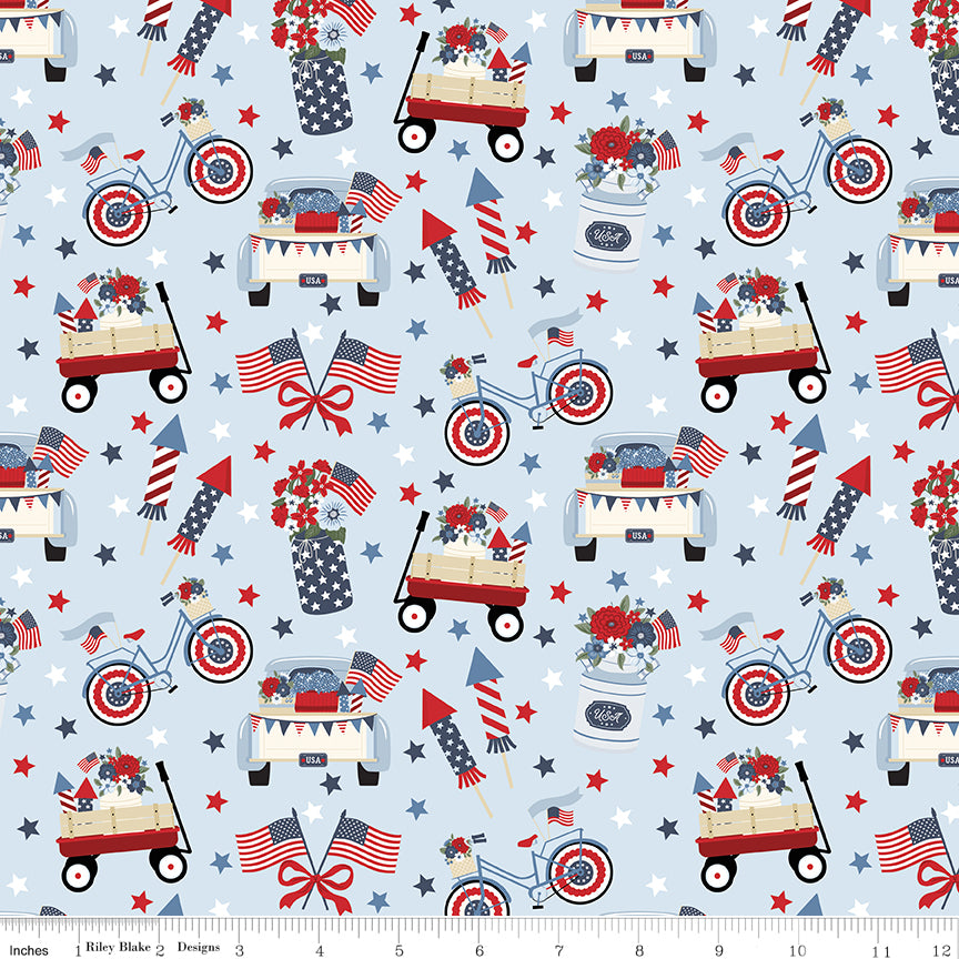 Hooray for the USA Main Light Blue Quilt Fabric