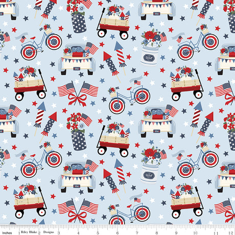 Hooray for the USA Main Light Blue Quilt Fabric