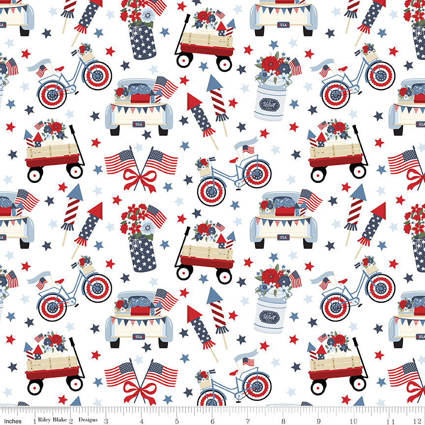 Hooray for the USA Main White Quilt Fabric