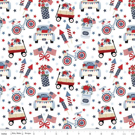 Hooray for the USA Main White Quilt Fabric