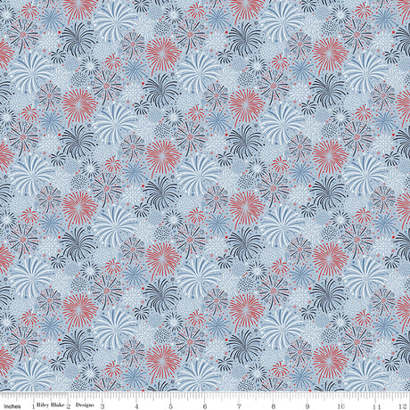 Hooray for the USA Fireworks Blue Quilt Fabric
