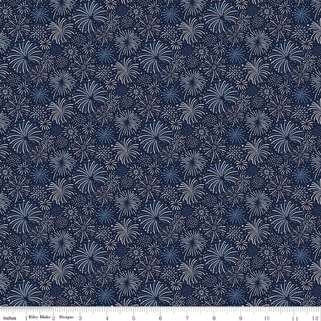 Hooray for the USA Fireworks Navy Quilt Fabric