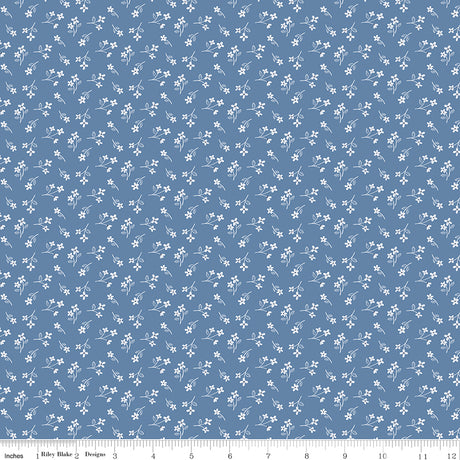 Hooray for the USA Flower Toss Blue Quilt Fabric