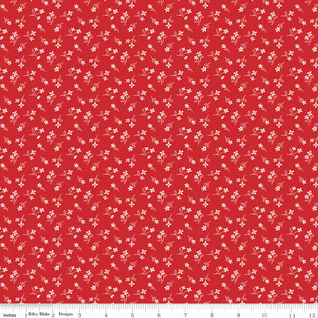 Hooray for the USA Flower Toss Red Quilt Fabric
