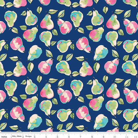 Peonies & Pears Pears Navy Quilt Fabric