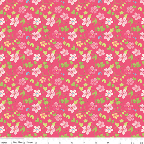 Peonies & Pears Blossoms Pink Quilt Fabric