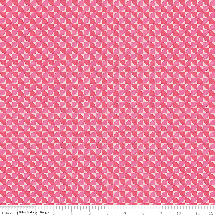 Peonies & Pears Geo Swirl Pink Quilt Fabric