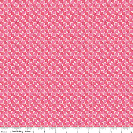 Peonies & Pears Geo Swirl Pink Quilt Fabric