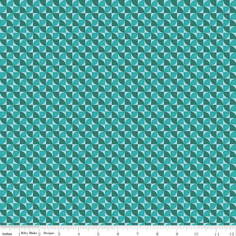 Peonies & Pears Geo Swirl Turquoise Quilt Fabric