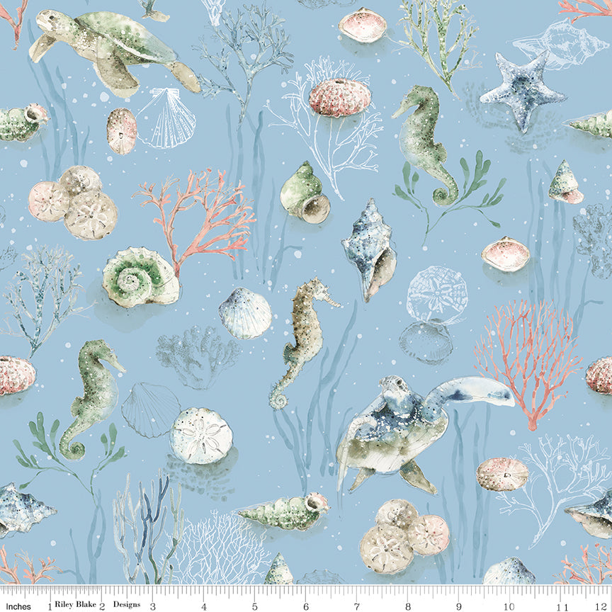 Sea Echoes Main Blue Quilt Fabric